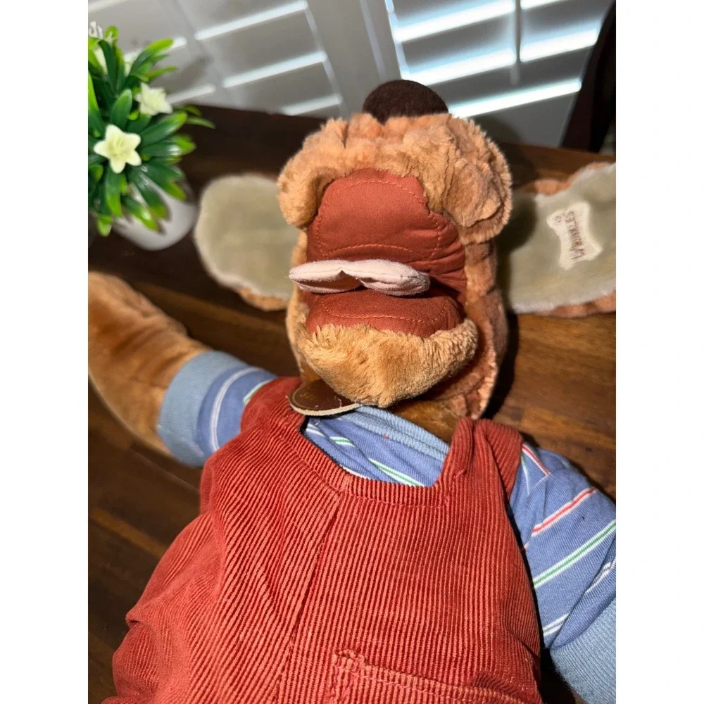 Vintage Wrinkles Dog Hand Puppet Ganz Heritage Red Corduroy Overalls 18 inch
